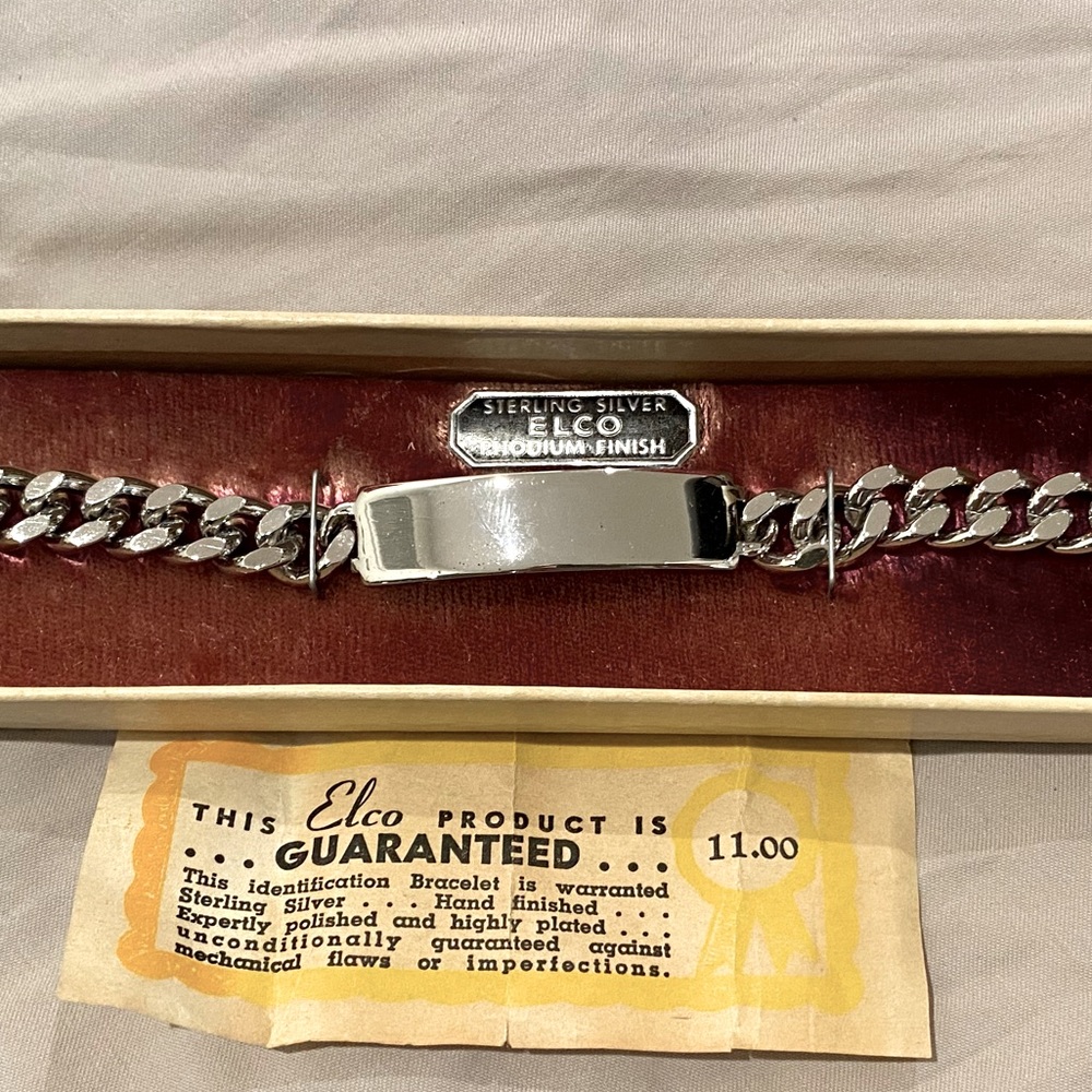 Vintage Elco Silver Rhodium Chain Bracelet